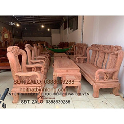 bộ bàn ghế quốc đào tay 12 gỗ hương đá nam phi