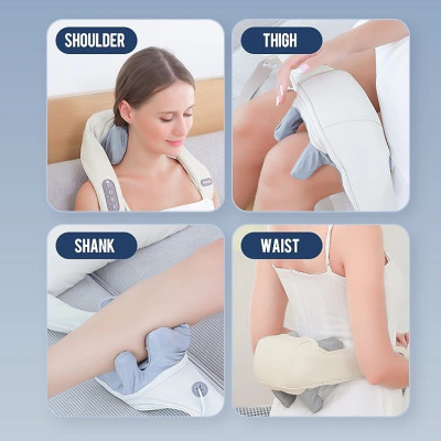 ￼Máy massage cổ vai gáy với 6 đầu mát xa nâng cấp chất liệu silicon, kết hợp chườm nóng giảm đau nhức Thiên phúc tâm