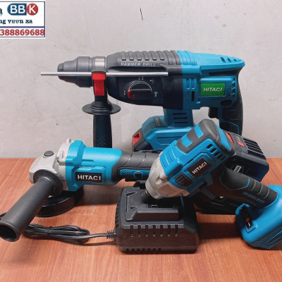 Bộ Combo 3 Máy Gồm Máy Khoan Đục Bê Tông, Máy Mài Và Máy Chuyên Vít Dùng Pin 199V 15 Cell, Động Cơ Không Chổi Than, Máy Khoan Siêu Khỏe - Bảo Hành 1 Năm