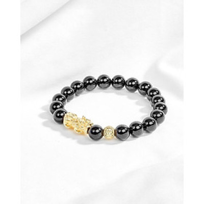 Vòng tay đá thiên nhiên phối tỳ hưu bạc mạ vàng 24k 8mm Ngọc Quý Gemstones