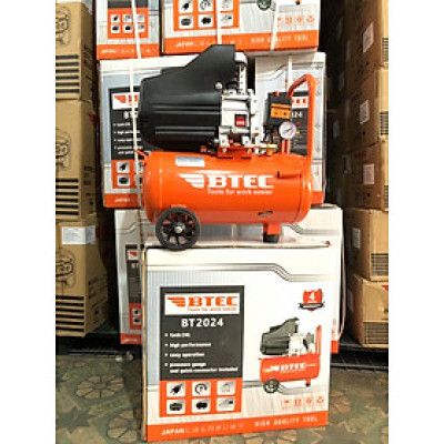 MÁY NÉN KHÍ CÓ DẦU BTEC BT-2024 2HP (1500W) 24 LÍT -HÀNG CHÍNH HÃNG (LÊN HƠI SIÊU NHANH, 100% DÂY ĐỒNG)