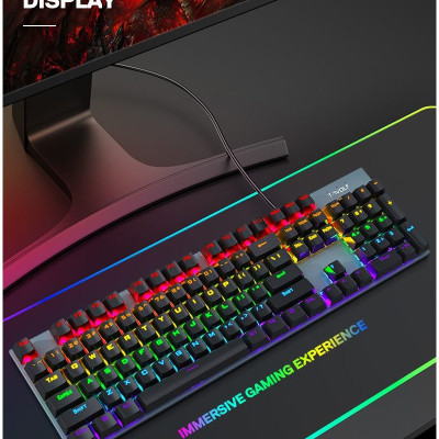 Bàn Phím cơ T-Wolf T17, Blue Switch, USB, LED, 104 Gaming - Hàng chính hãng