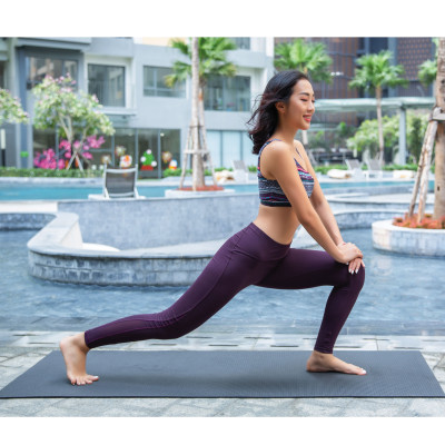 Combo Thể Thao - Áo Bikini LMcation Abby Thổ Cẩm & Quần dài thể thao phối lưới LMcation Venus - Màu tím