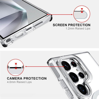 Ốp Lưng Trong cho Samsung Galaxy S25 Ultra Suốt Kiêm Giá Đỡ Raigor Inverse Rita Case Hỗ Trợ Sạc Không Dây Magnetic Viền Chống Sốc - Hàng chính hãng