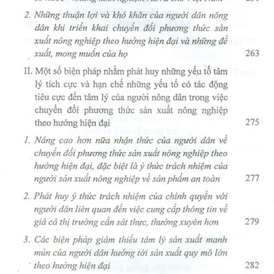 Một Số Yếu Tố Tâm Lý Của Người Nông Dân Ảnh Hưởng Tới Việc Chuyển Đổi Phương Thức Sản Xuất Nông Nghiệp Theo Hướng Hiện Đại (Sách Chuyên Khảo)
