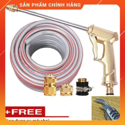 Bộ dây vòi xịt nước ️ , tăng áp 3 lần, loại 7m, 10m 206701-3 đầu đồng, cút đồng, + mở chai