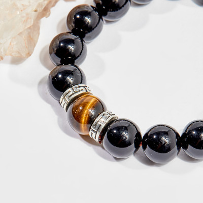 Vòng tay phong thủy đá obsidian charm tài lộc 10mm mệnh thủy , mộc - Ngọc Quý Gemstones