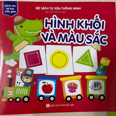 Bộ sách tự xóa thông minh (4 cuốn) - Bé học chữ cái - Hình khối và màu sắc - Bé học chữ số - Bé học toán kèm 2 bút xóa được
