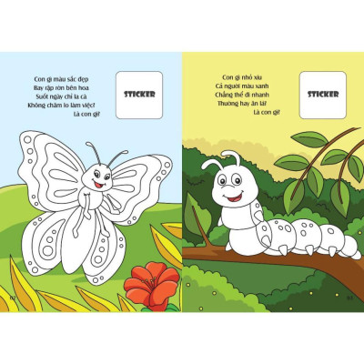Sách - Bé Tô Màu - Khám Phá Vườn Côn Trùng Kì Thú - Côn Trùng, Bò Sát, Lưỡng Cư - 20+ Hình Dán Sticker - Việt Thư