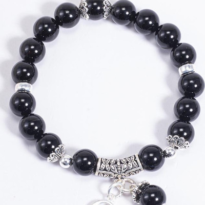 Vòng Tay Phong Thủy Đá Obsidian Phối Charm Cung Hoàng Đạo Thiên Bình (8mm) Mệnh Thủy, Mộc Ngọc Quý Gemstones