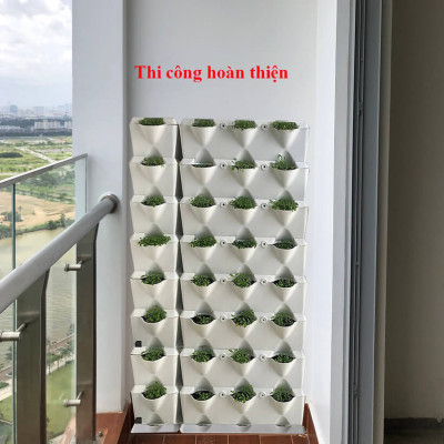 Chậu Trồng Cây Đứng kèm Hệ Thống Tưới Nhỏ Giọt  và bón Phân Cho Cây (Hàng Nhập Khẩu - Combo 8 Module)