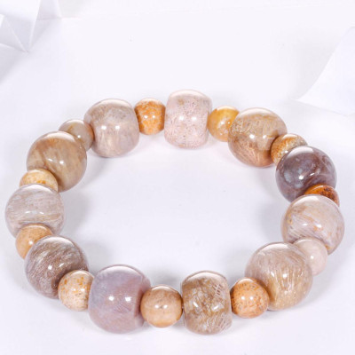 Vòng tay đá san hô hóa thạch viên hình trống đa sắc 15x10.5mm - Ngọc Quý Gemstones