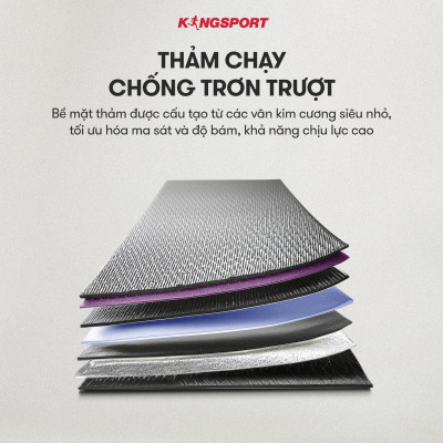 Máy chạy bộ tại nhà Kingsport Luxury KS-2036 có chức nâng dốc tự động, kèm theo đai massage và thanh gập bụng