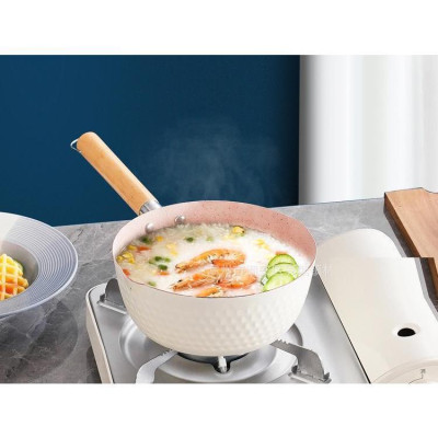 Chảo Chống Dính Caramic Đáy Lòng Sâu Size 18cm Tay Cầm Cán Gỗ