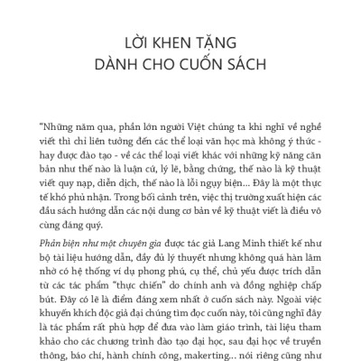 Phản Biện Như Một Chuyên Gia - Lập Luận Sắc Bén Và Tư Duy Hiệu Quả (TRE)