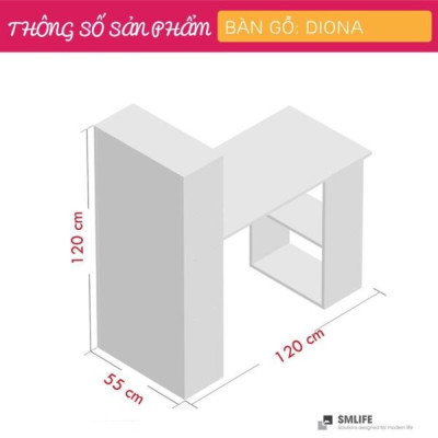 Bàn liền giá sách gỗ CN SMLIFE Diona