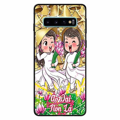 Ốp lưng in cho Samsung S10 Plus Mẫu Đôi Bạn Áo Dài