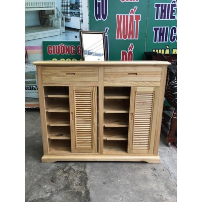 Tủ Đựng Giày Dép Thông Minh Cửa Lùa 4 Cánh Gỗ Thông 100% ( Ngang 1m2 )