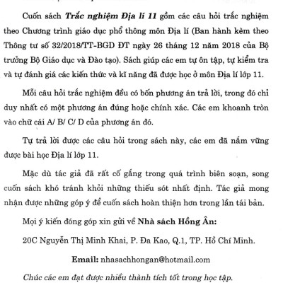 	Trắc Nghiệm Địa Lí Lớp 11 (Dùng Chung Cho Các Bộ SGK Hiện Hành) _HA