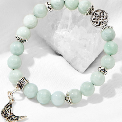 Vòng tay cẩm thạch phỉ thúy phối bướm bạc Ngọc Quý Gemstones