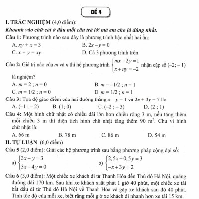 Đề Kiểm Tra Toán 9 (Bám Sát SGK Kết Nối Tri Thức Với Cuộc Sống) - HA