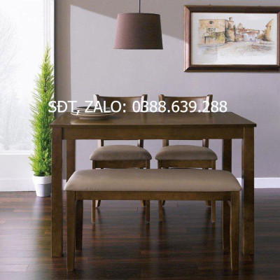 Bộ bàn ăn 4 ghế hiện đại kết hợp ghế băng, bàn ghế ăn gỗ mộc mạc cho không gian nhỏ bảo hành 1 năm giá rẻ nhất tại Mộc