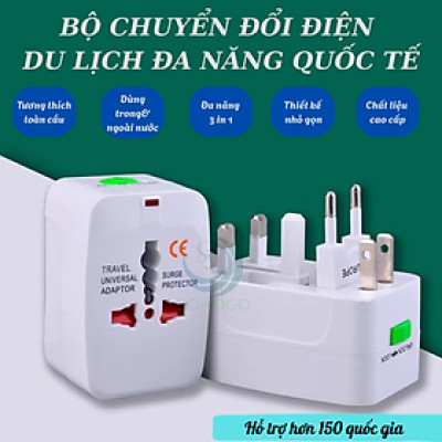 Bộ Chuyển Đổi Điện Du Lịch Đa Năng Quốc Tế- Ổ Cắm Chuyển Đổi Đa Chuẩn Cắm Toàn Cầu- Adapter Du Lịch 4 Trong 1 – Có Bảo Vệ Quá Áp- Travel Universal Adapter with Surge Protector- Ổ Cắm Quốc Tế Đa Năng – Tương Thích 150+ Quốc Gia