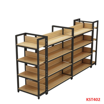 Kệ trưng bày sản phẩm, hàng hóa , kệ trang trí khung sắt mặt gỗ KST402 - Nội thất lắp ráp Viễn Đông Adv