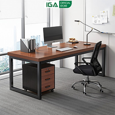 Bàn làm việc kết hợp tủ để đồ chất liệu gỗ mdf phủ melamin chống xước thương hiệu IGA - GM191