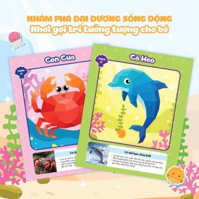 Sách Ghép Hình Sticker 3D - Đại Dương 1 - Sách Bóc Dán Ghép Hình Sáng Tạo Cho Bé)- Megabook