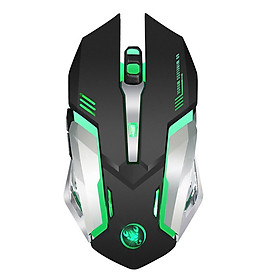 Chuột không dây chơi game HXSJ M10 2400 DPI có thể sạc lại 7 màu 6 đèn nền, tiện dụng cho máy tính để bàn