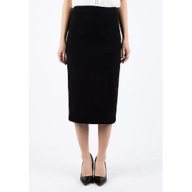 Chân Váy Midi Cúc Bọc De Leah -  Đen