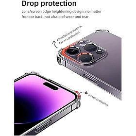 Ốp lưng dành cho iPhone 16e , iPhone 16 Pro , iPhone 16 Plus , iPhone 16 Pro Max dẻo trong suốt chống sốc 4 góc cao cấp - hàng chính hãng