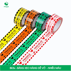 Combo 3 cuộn băng keo HÀNG DỄ VỠ 4.8 cm - Băng dính niêm phong đóng hàng - Nhiều màu