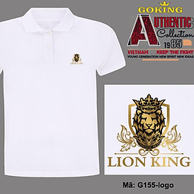 LION KING, mã logo.g155. Áo thun polo cổ bẻ cho nam nữ, form unisex. Áo phông cổ trụ hàng hiệu Goking, quà tặng cao cấp cho gia đình, cặp đôi, doanh nghiệp