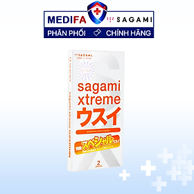 Bao cao su Sagami Superthin - Mỏng - Kiểu truyền thống - Hộp 2 chiếc