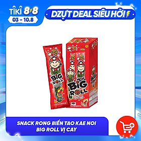 Hộp 6 gói Snack rong biển Tao Kae Noi Big Roll vị cay (3,6g)