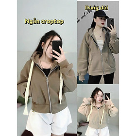 Áo khoác nữ nỉ form dài và fom lửng zip tay bồng vải nỉ ngoại có mũ nón 2 lớp form rộng hàng bao chất siêu hot-A2057