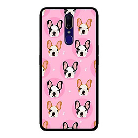 Ốp lưng dành cho Oppo F11 Họa Tiết Pulldog Xương Nền Hồng - Hàng chính hãng