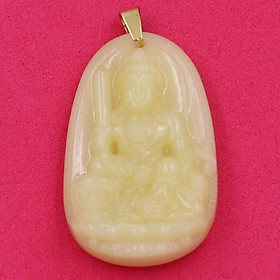 Mặt dây chuyền Văn Thù Bồ Tát đá hoàng ngọc 3.6cm