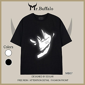 Áo thun Mr.Buffalo unisex form rộng có big size in hình phản quang luffy. MB07