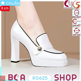 Cao gót nữ đế đúp 8p RO625 ROSATA tại BCASHOP thiết kế mũi vuông sành điệu, gót trụ thời trang và sang trọng