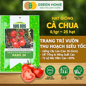 Hạt Giống Cà Chua Greenhome, Gói 0.1gr~25 hạt, Chịu Nhiệt, Trồng Chậu, Ra Nhiều Quả, Cây Sinh Trưởng Nhanh T15