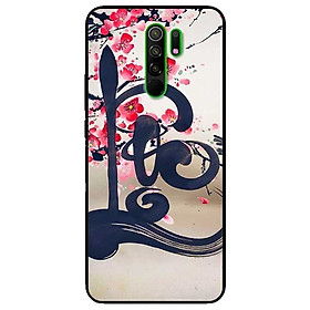 Ốp lưng dành cho Xiaomi Redmi 9 mẫu Thư Pháp LỘC Nền Anh Đào