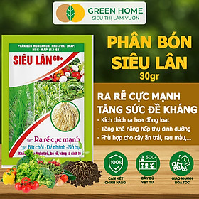 Phân Bón Lá Greenhome, Siêu Lân 60+, Gói 30gr, Phát Triển Rễ, Tạo Mầm Hoa, Kích Ra Hoa
