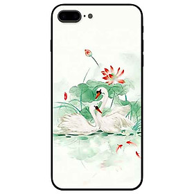 Ốp lưng in cho Iphone 7 Plus/ 8 Plus Mẫu Đôi Thiên Nga