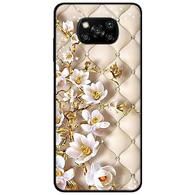 Ốp lưng dành cho Xiaomi Poco X3 mẫu Hoa Văn Nhánh Hoa Trắng