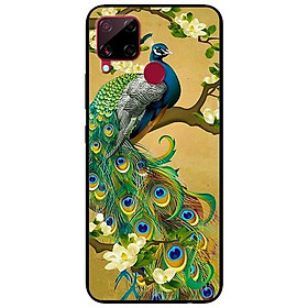 Ốp lưng dành cho Realme C15 mẫu Công Xanh Hoa Trắng