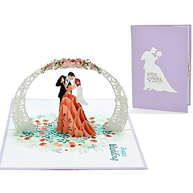 Thiệp 3D Pop Up Cô Dâu Chú Rể – Thiệp Cưới, Thiệp Chúc Mừng Đám Cưới Sang Trọng, Độc Đáo, W01