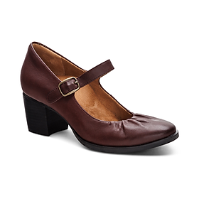 Giày cao gót sức khỏe nữ Aetrex Sara Burgundy - Giày bít gót cao 6p, đế đệm giảm đau chân